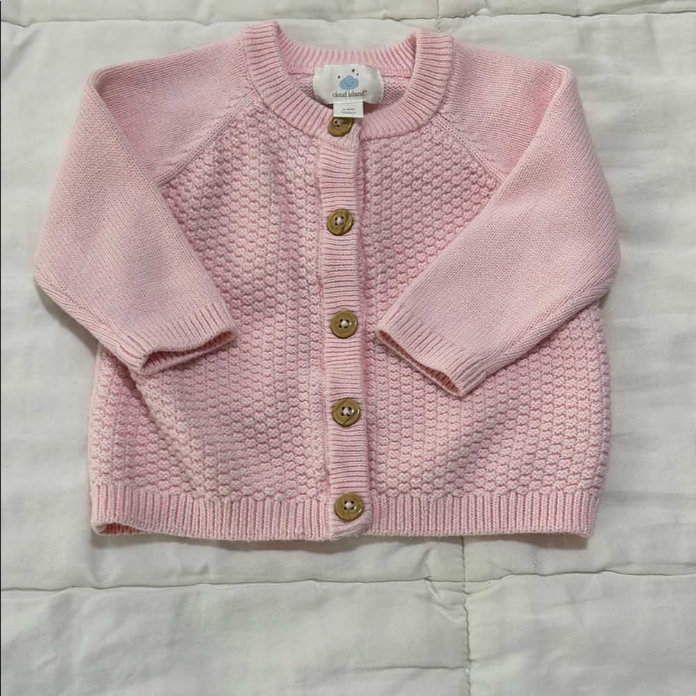 Pink Knit Baby Cardigan 3-6mo